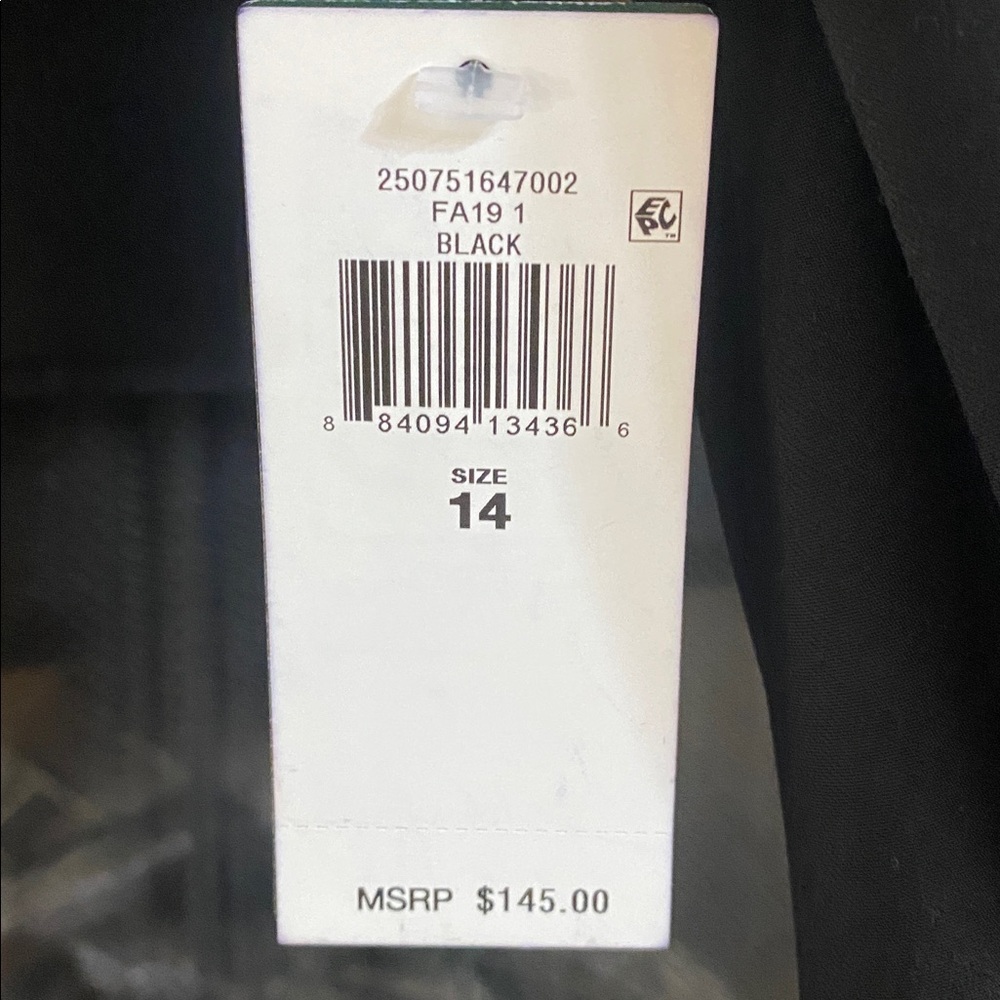 NWT Lauren Ralph Lauren Classic Black Dress with mesh draped neckline. Size 14 - Picture 10 of 13